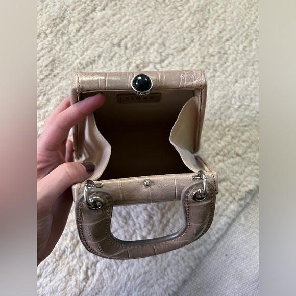 EUC $325 Staud Kenny Small Crocodile Croc Bag Tan Beige Evening French Grey - Picture 2 of 11